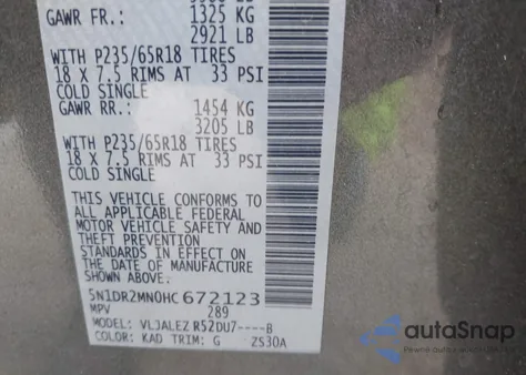 2017 Nissan Pathfinder Sv from USA, damaged, VIN 5N1DR2MN0HC672123